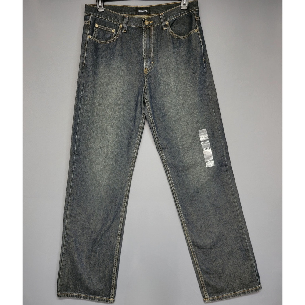 Claiborne‎ Relaxed Fit Jeans Mens 34 Gray/Blue Denim Medium Wash Pockets New